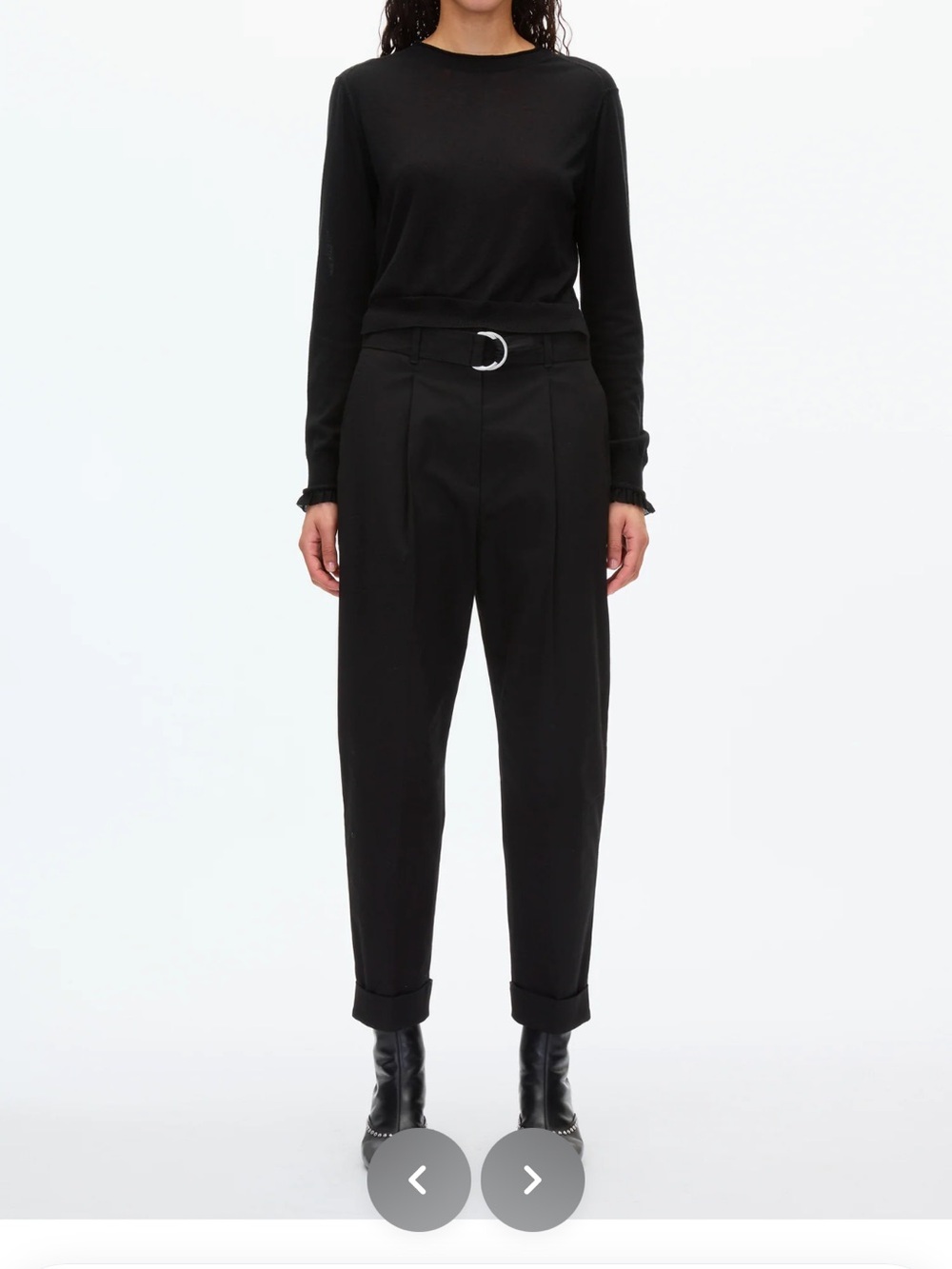 3.1 Phillip Lim Black High-Rise Tapered Trousers with D-Ring Belt